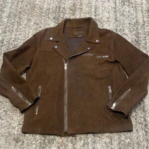 Thursday mens Moto Jacket Brown Premium Tobacco Lambskin Leather Jacket sz XXL